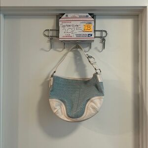 Light Blue and White Coach Shoulder Bag